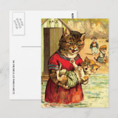 Funny Cats at Beach - Louis Wain Postkarte (Vorne/Hinten)