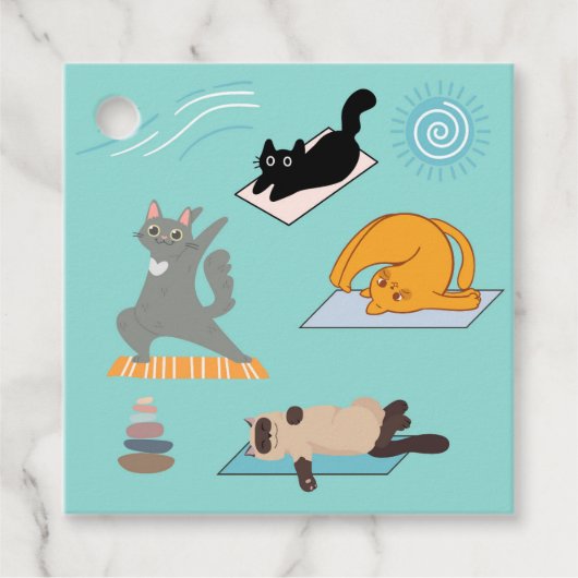 Funny Cats at Yoga Birthday Gift Geschenkanhänger (Vorderseite)