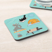 Funny Cats at Yoga Getränkeuntersetzer (Linke Seite)