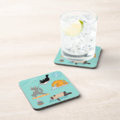 Funny Cats at Yoga Getränkeuntersetzer (Rechte Seite)