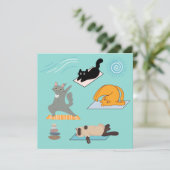 Funny Cats at Yoga Karte (Stehend Vorderseite)