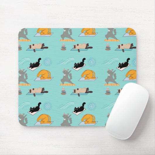 Funny Cats at Yoga Mousepad (Mit Mouse)