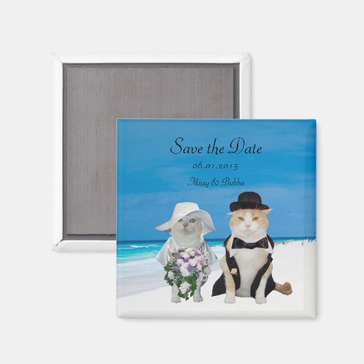 Funny Cats Beach Hochzeit Save the Date Magnet (Vorderseite/Rückseite)