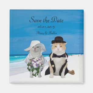 Funny Cats Beach Hochzeit Save the Date Magnet