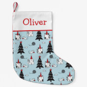 Funny Cats Blue und White Kleiner Weihnachtsstrumpf (Vorderseite)