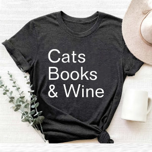 Funny Cats Books and Wine Lover Mom schwarz T-Shirt