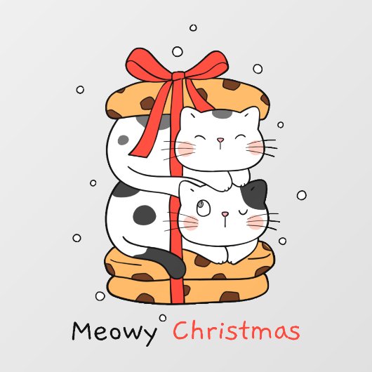 Funny Cats Cookies Meowy Weihnachts Haustiere Shop Fensteraufkleber (Blatt)