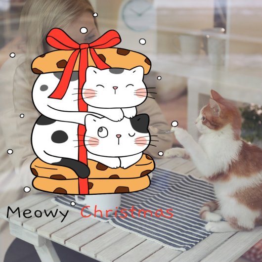 Funny Cats Cookies Meowy Weihnachts Haustiere Shop Fensteraufkleber