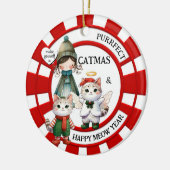 Funny Cats Crazy Cat Lady Niedliche Weihnachten Keramik Ornament (Links)