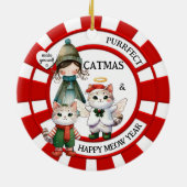 Funny Cats Crazy Cat Lady Niedliche Weihnachten Keramik Ornament (Hinten)