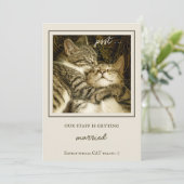 Funny Cats Custom Foto Engagement Party Einladung (Stehend Vorderseite)