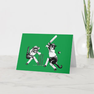 Funny Cats, die Cricket spielen Feiertagskarte