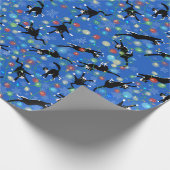 Funny Cats fesseln in Weihnachtslicht Geschenkpapier (Ecke)