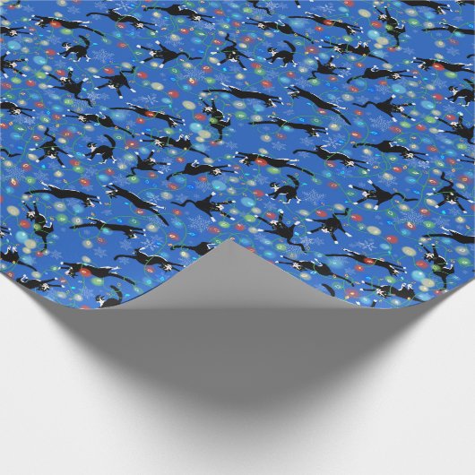Funny Cats fesselnd in Christmas Lights Wrapping P Geschenkpapier (Ecke)