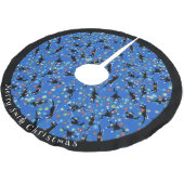 Funny Cats geknackt in Weihnachtslicht Custom Polyester Weihnachtsbaumdecke (Schrägansicht)