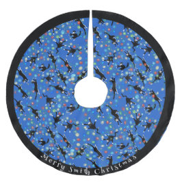 Funny Cats geknackt in Weihnachtslicht Custom Polyester Weihnachtsbaumdecke