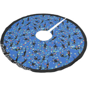 Funny Cats geknackt in Weihnachtslicht Custom Polyester Weihnachtsbaumdecke