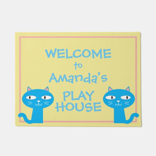 Funny Cats Girls Playhouse Willkommen Fußmatte (Vorderseite)