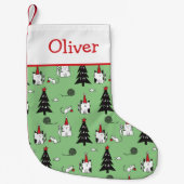 Funny Cats Green und White Kleiner Weihnachtsstrumpf (Vorderseite)