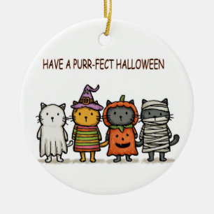 Funny Cats Happy Halloween Keramik Ornament