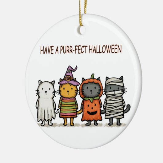 Funny Cats Happy Halloween Keramik Ornament (Links)