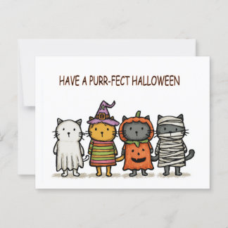 Funny Cats Happy Halloween Postkarte