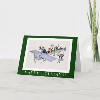 Funny Cats Happy Holidays Card - Vintage Katze Kun Feiertagskarte