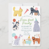 Funny Cats Hunde Purr-fect Geburtstag Pawty Einladung (Vorderseite)