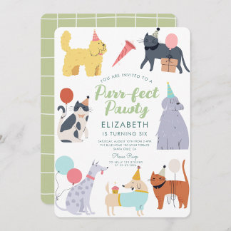 Funny Cats Hunde Purr-fect Geburtstag Pawty Einladung