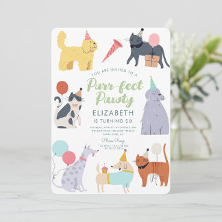 Funny Cats Hunde Purr-fect Geburtstag Pawty Einladung