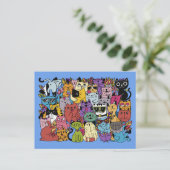 Funny Cats Illustration Postkarte (Stehend Vorderseite)