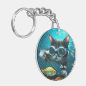 Funny Cat's im Aquarium Schlüsselanhänger (Vorderseite links)