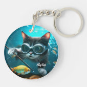 Funny Cat's im Aquarium Schlüsselanhänger (Rückseite)