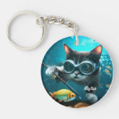 Funny Cat's im Aquarium Schlüsselanhänger (Vorderseite)