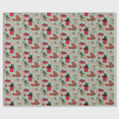 Funny Cats in Christmas Boxes Sage Geschenkpapier (Flach)
