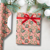 Funny Cats in Christmas Wreaths Wrapping Paper Geschenkpapier