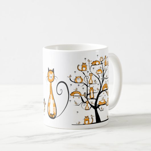 Funny CATS in den Bäumen Kaffeetasse (VorderseiteRechts)