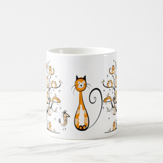 Funny CATS in den Bäumen Kaffeetasse (Mittel)