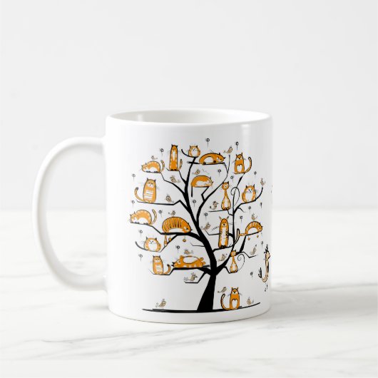 Funny CATS in den Bäumen Kaffeetasse (Links)
