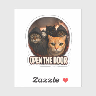 Funny Cats in Hoodies Open The Door Aufkleber