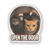 Funny Cats in Hoodies Open The Door Aufkleber (Vorderseite)