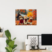 Funny Cats in Preppy Fall Attire and Hats   Poster (Heimbüro)