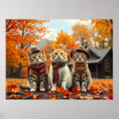 Funny Cats in Preppy Fall Attire and Hats Poster (Vorne)