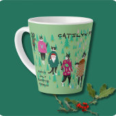 Funny Cats in Ugly Christmas Sweaters grün Milchtasse