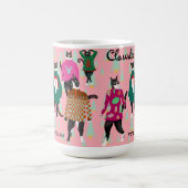 Funny Cats in Ugly Christmas Sweaters Pink Custom Kaffeetasse (Mittel)