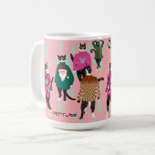 Funny Cats in Ugly Christmas Sweaters Pink Custom Kaffeetasse (Vorderseite Links)
