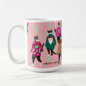 Funny Cats in Ugly Christmas Sweaters Pink Custom Kaffeetasse (Links)