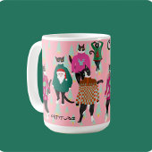 Funny Cats in Ugly Christmas Sweaters Pink Custom Kaffeetasse