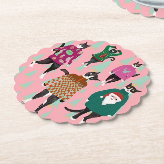 Funny Cats in Ugly Christmas Sweaters Untersetzer (angewinkelt)