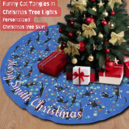 Funny Cats in Weihnachtslicht geklammert nach Maß Polyester Weihnachtsbaumdecke